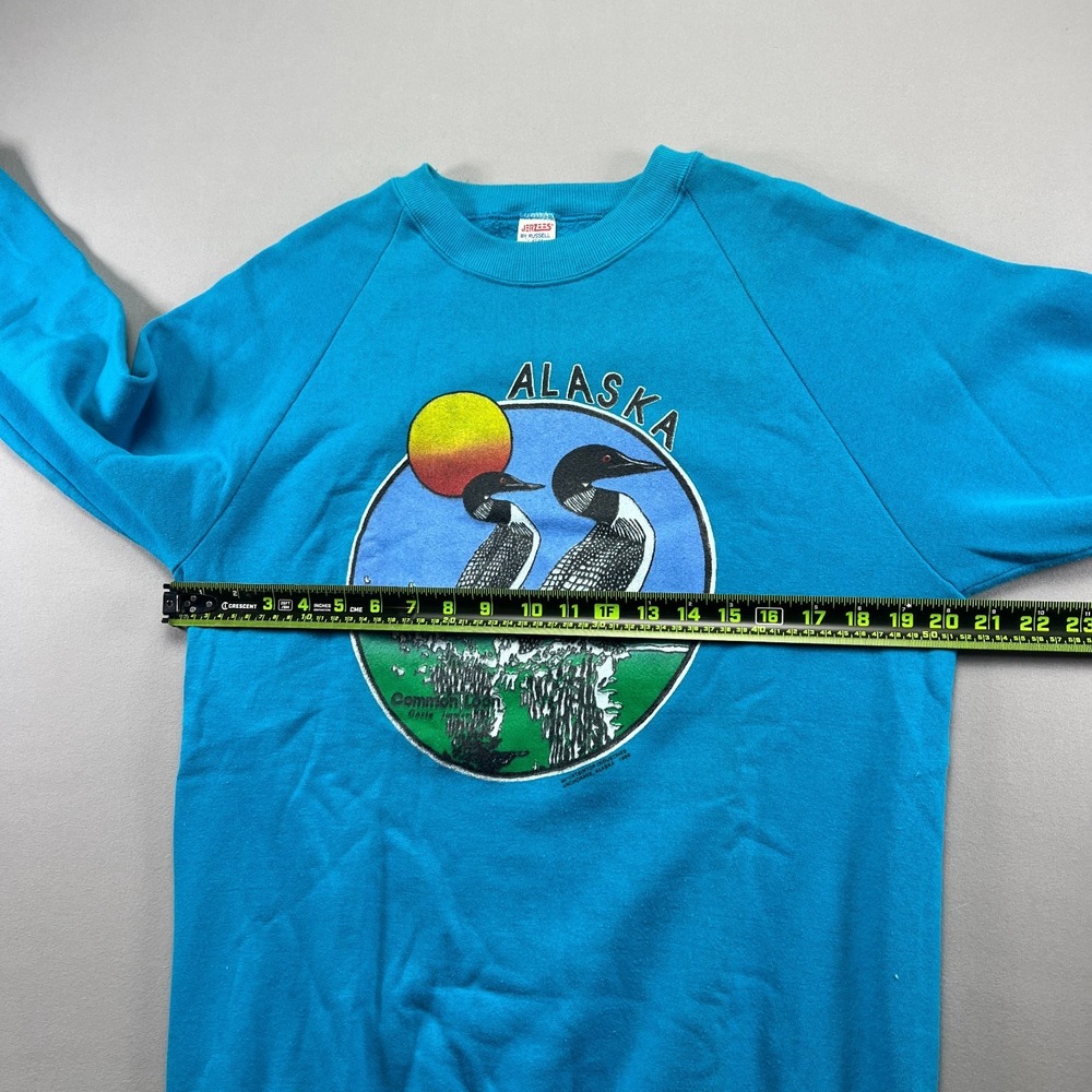 Vintage Jerzees By Russell Sweatshirt Men Large Blue Alaska Loons Graphic Cotton - Picture 7 of 8